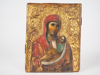 Vente aux enchères Icône de la Vierge "Apaise mes chagrins". Fin du XIXe siècle. Peinture
