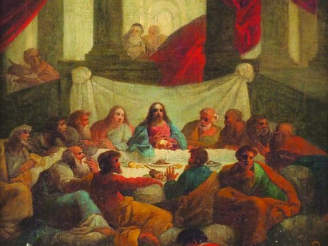 Vente aux enchères GAMELIN. "La dernière Cène". Huile sur toile. Modèle pour le grand tab