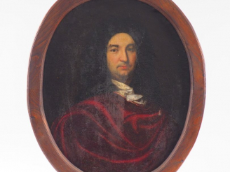 Vente aux enchères Ecole française XVIIIème. "Portrait d'homme en médaillon". Huile sur t