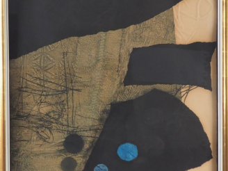 Vente aux enchères Antoni CLAVE.  "Sac i formes negres". Gravure en couleur, signée en ba