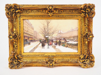 Vente aux enchères Eugène GALIEN-LALOUE. "Quai Voltaire". Aquarelle gouachée sur papier, 