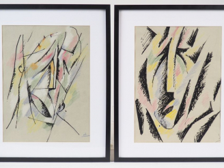 Vente aux enchères Pierre JOURDA. "Portraits 2 et 3". Paire de dessins. Dim. à vue : 38 x