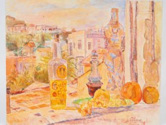 Vente aux enchères Ugo DE PALMA. "Ischia". Huile sur toile marouflée sur panneau, signée 