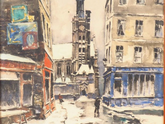 Vente aux enchères FRANK WILL. "Vue de Paris".  Aquarelle, signée en bas à gauche, située