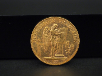 Vente aux enchères 	Une pièce de 20 francs or, 1889-A. FRAIS ACHETEURS 5% TTC.