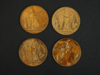 Vente aux enchères Quatre pièces de 20 francs or, 1896-A. FRAIS ACHETEURS 5% TTC.