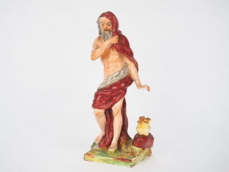 Vente aux enchères Sujet XVIIIème en faïence polychrome "allégorie de l'hiver". Dim. 22  