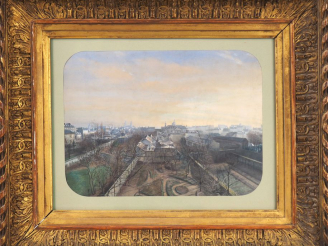 Vente aux enchères Ecole française fin XIXème début XXème. "Vue aérienne de Paris". Gouac