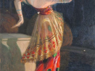 Vente aux enchères J.P PINCHON. "Danseuse" Huile sur toile, signée en bas à gauche Dim. 9