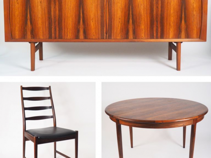 MOLLER pour VALMO SONDERBORG. Mobilier de salle à manger danois en pal
