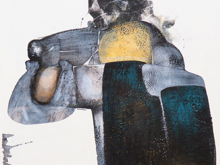 Pierre Sicre SAINT-PAUL. "composition abstraite". Grand panneau de cér