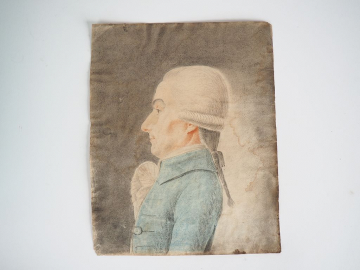 Ecole française de la fin du XVIIIème. "Portrait de gentilhomme". Dess