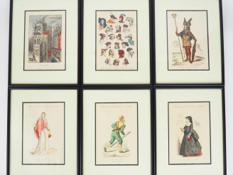 Vente aux enchères Série de 9 gravures en couleurs :  -"Costumes civils et militaires des