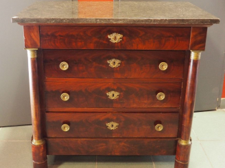 Vente aux enchères Petite commode de style Empire en acajou et placage d'acajou, ouvrant 