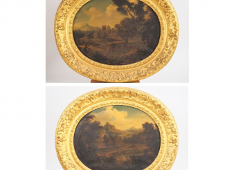 Vente aux enchères Attribué à Gabriel ALLEGRAIN (1679-1748) "Paysage avec des promeneurs 