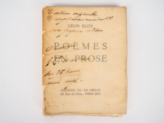 Vente aux enchères BLOY (Léon). Poèmes en prose. Paris, Editions de la Grille s.d. (1928)