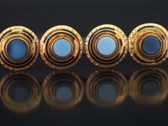 Vente aux enchères Broche barrette Napoléon III en or jaune, émail noir et pierres dures,