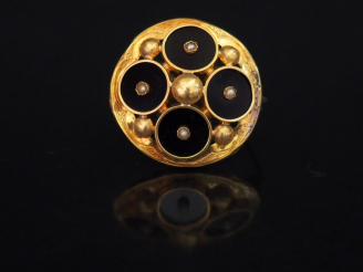 Vente aux enchères Broche circulaire Napoléon III en or jaune, à décor de quatre médaillo