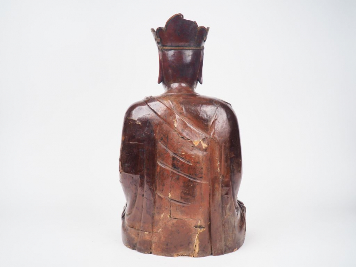 Vietnam, dynastie des Nguyen XIXe siècle  Sculpture en bois laqué brun