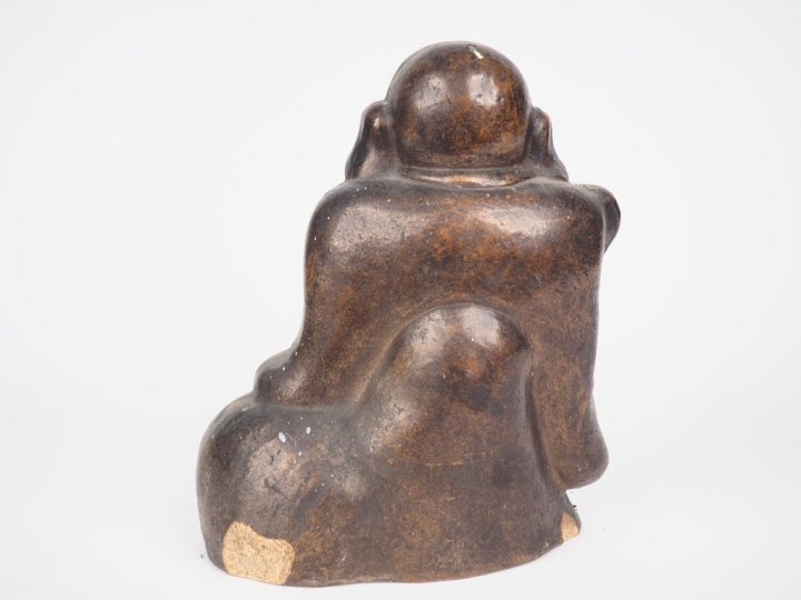 Sujet Hoteï en terre cuite  Japon vers 1900  H. 22 cm