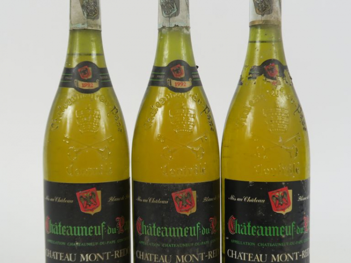 3 BOUTEILLES CHATEAUNEUF DU PAPE BLANC CHÂTEAU MONT REDON 1992 - 1 à 4