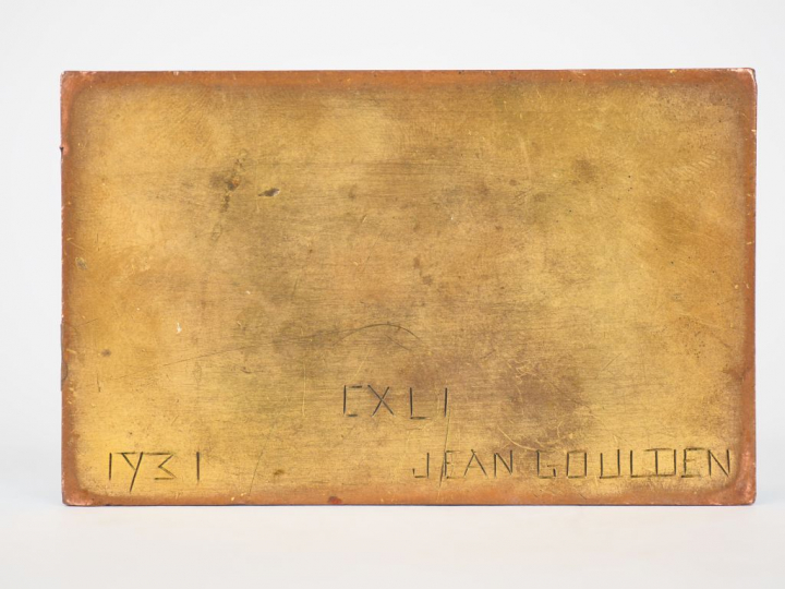 Jean GOULDEN. Boite Art Déco en émail. Signée et datée 1931. Dim. 2 x 