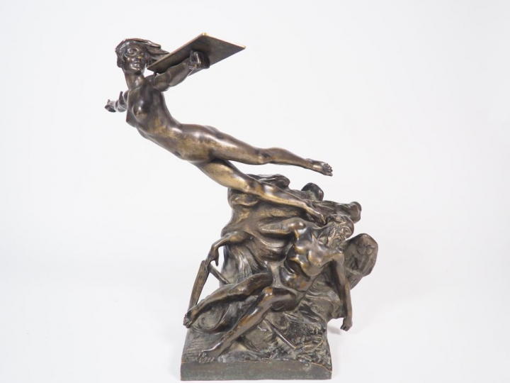 Ernest Charles DIOSI. "Allégorie". Important groupe en bronze. Signé. 