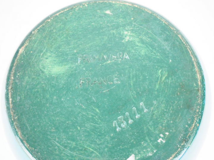 PRIMAVERA. Grand vide-poche en céramique à décor mêlé de tonalité vert