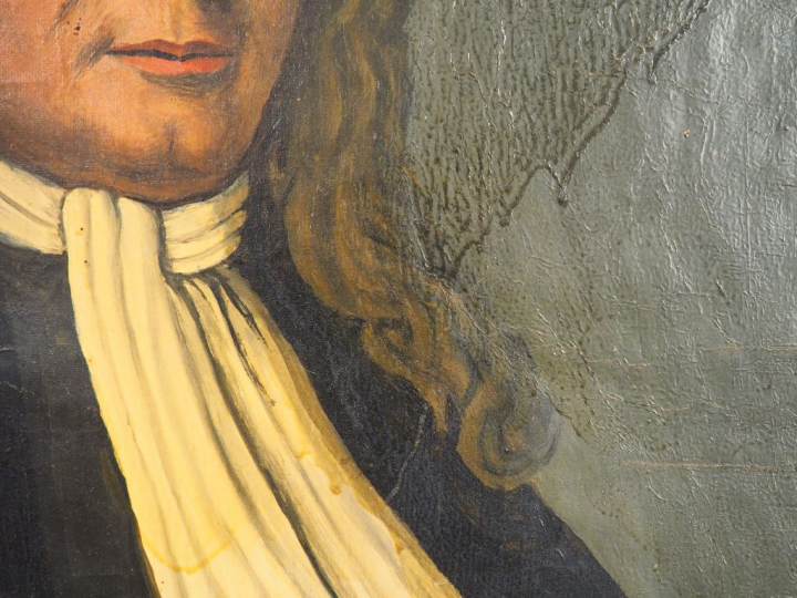 Ecole française XIXème. "Portrait d'homme d'église". Huile sur toile, 
