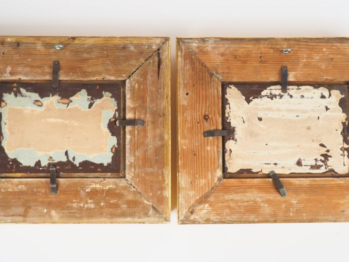 Ecole française XIXème. "Marine". Paire d''huiles sur panneau, signées