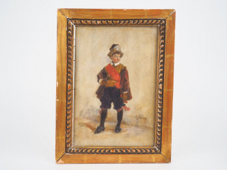 Vente aux enchères Eugène ISABEY (Paris 1803 - Montévrain 1886) "Page au Cordon rose" Pan