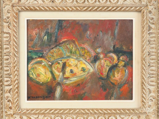 Vente aux enchères Pinchus KREMEGNE. "Nature morte aux fruits". Huile sur toile, signée e