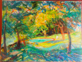 Vente aux enchères François LAMORE. "l'Age d'or" Grande huile sur toile, signée en bas à 