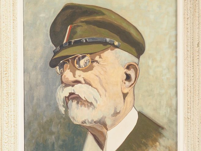 PROCHASKA. "Portrait de militaire". Huile sur toile, signée en bas à d