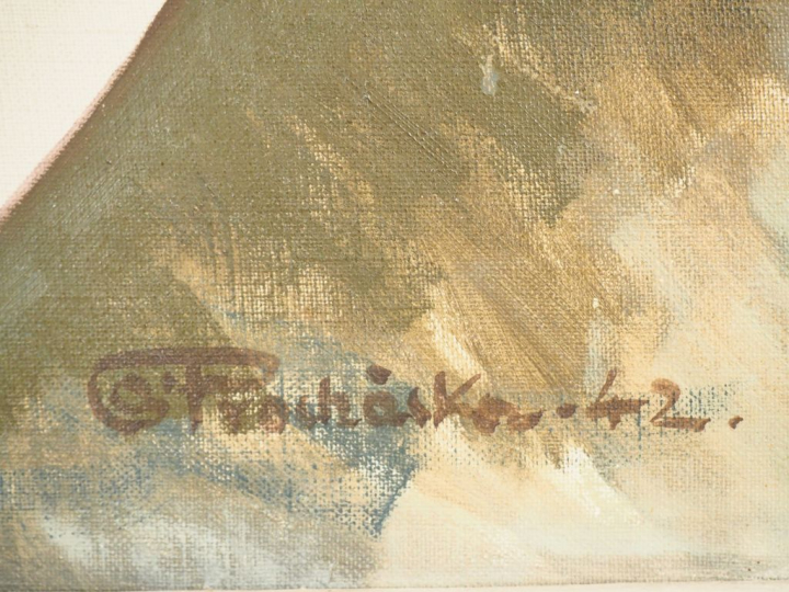 PROCHASKA. "Portrait de militaire". Huile sur toile, signée en bas à d