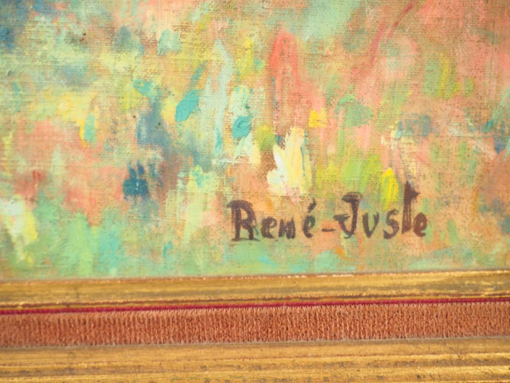 RENE-JUST (René Camille Juste dit). "Vue de village dans un paysage es
