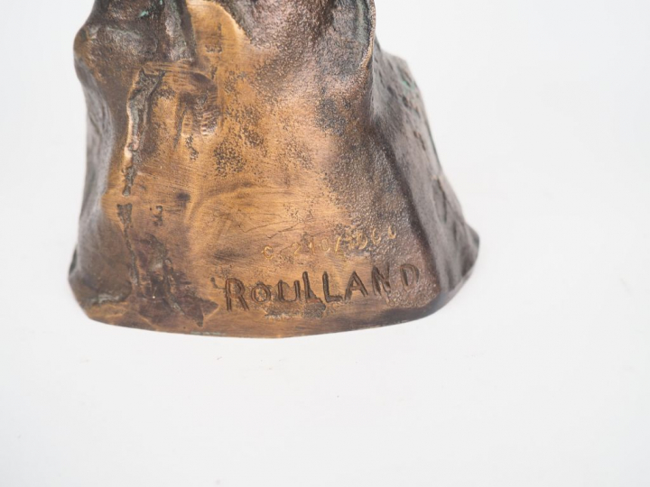 Jean ROULLAND. "Hippocrate". Sculpture en bronze à patine médaille. Si