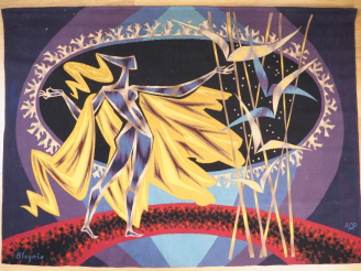 Vente aux enchères BLEYNIE. "Onirie". Tapisserie d'Aubusson atelier ANDRAUD-DETHEVE. Sign