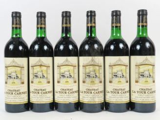 Vente aux enchères 6 BOUTEILLES CHÂTEAU LA TOUR CARNET HAUT MEDOC - 1979 - 4 BG/1 LB/1 LB
