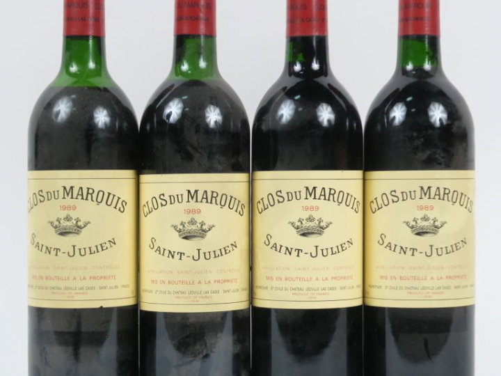 4 BOUTEILLES CLOS DU MARQUIS ST JULIEN - 1989 - 2 BG/1 HEP/1 MEP