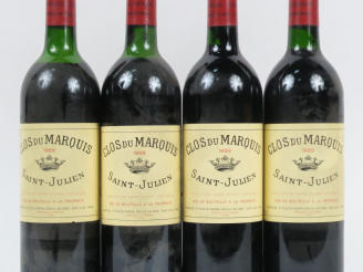 Vente aux enchères 4 BOUTEILLES CLOS DU MARQUIS ST JULIEN - 1989 - 2 BG/1 HEP/1 MEP