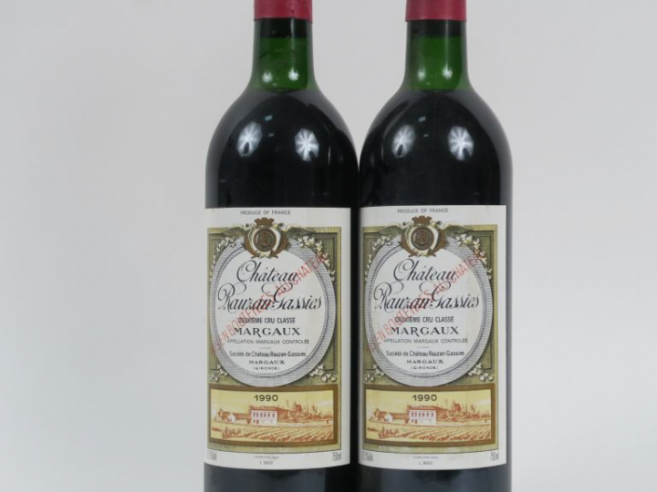 2 BOUTEILLES CHÂTEAU RAUZAN GASSIES GCC MARGAUX - 1990 - LB