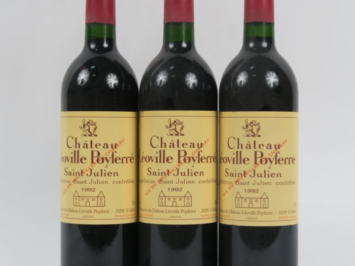 3 BOUTEILLES CHÂTEAU LEOVILLE POYFERRE ST JULIEN - 1992