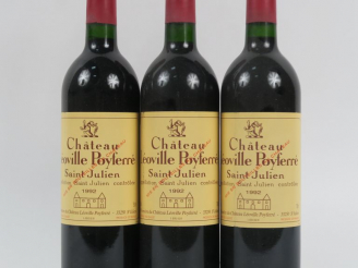 Vente aux enchères 3 BOUTEILLES CHÂTEAU LEOVILLE POYFERRE ST JULIEN - 1992