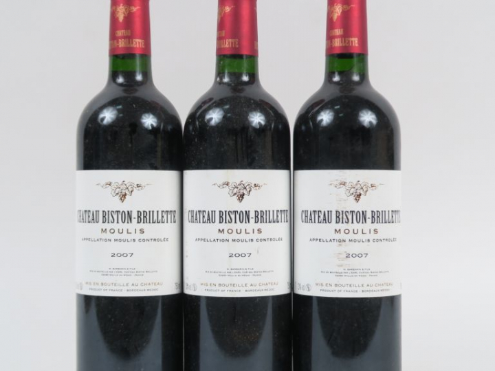 3 BOUTEILLES CHÂTEAU BISTON BRILLETTE CB MOULIS - 2007