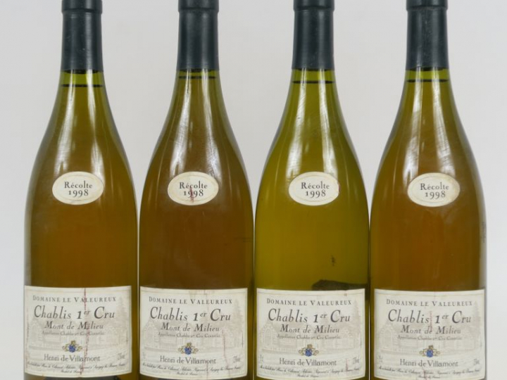 4 BOUTEILLES CHABLIS 1er CRU 'MONT DE MILIEU' HENRI DE VILLAMONT - 199