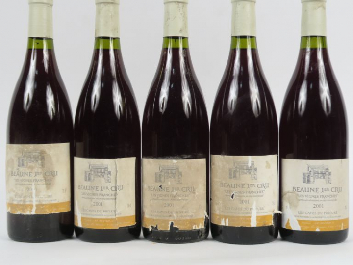5 BOUTEILLES BEAUNE 1er CRU 'LES VIGNES FRANCHES' LES CAVES DU PRIEURÉ