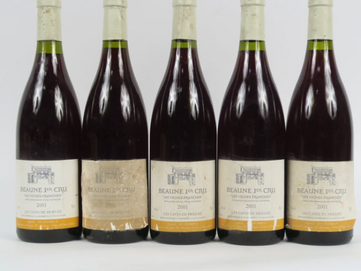 5 BOUTEILLES BEAUNE 1er CRU 'LES VIGNES FRANCHES' LES CAVES DU PRIEURÉ