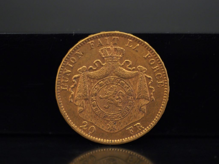 Pièce de 20 Francs belge or, 1877. FRAIS ACHETEURS 5% TTC.   