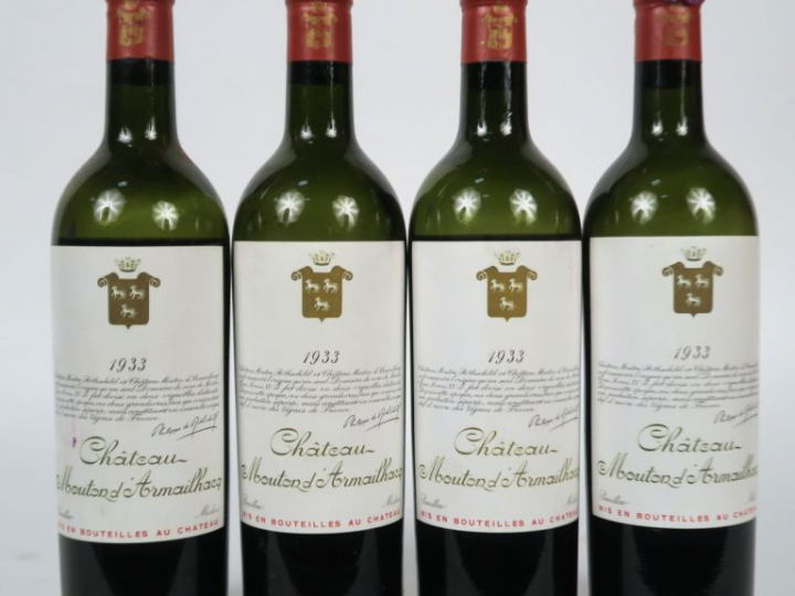 4 BOUTEILLES CHÂTEAU MOUTON D'ARMAILHACQ PAUILLAC - 1933 - VIDANGE/3 C